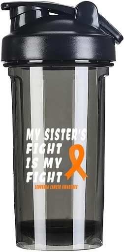 [BRSRAAYRCUPGKDTL] Leukemia 암 Awarenes 18 Ounce 셰이커 병 음료 믹서 누출 방지 전 운동 단백질 쉐이크 식사 보충 쉐이크 병 500ML/18 Oz 검정
