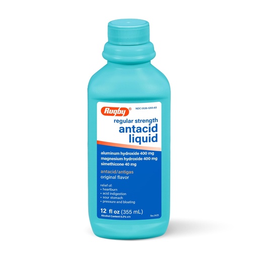 [BRSW2BI6O4FR4EL5] Rugby Regular Strength Antacid Liquid, Relief for Heartburn, Acid Indigestion, Sour Stomach, Pressure and Bloating, and Gas - Original Flavor, 12 Fl Oz (355 mL)