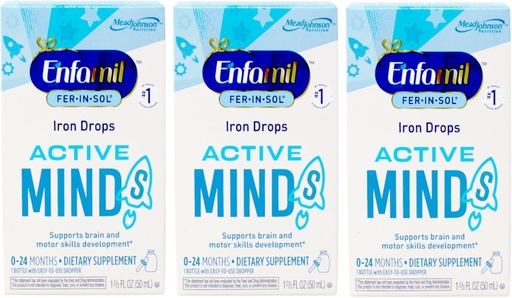 [BRSWIF35BYMBQA3E] Enfamil Fer-In-Sol Iron Supplement Drops - 1.66 oz, Pack of 3
