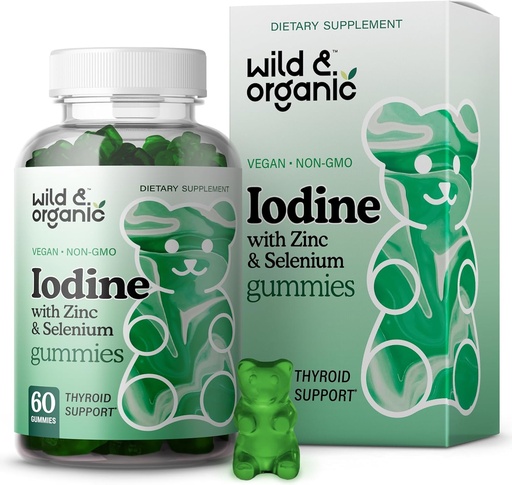 [BRSW2CQYOJ4AEAIV] Wild & Organic Iodine Gummies 250mcg - Immune Support Complex w/Potassium Iodide - Selenium Zinc Iodine Supplement for Immunity & Overall Support - 60 Vegan, Pectin-Based Gummies