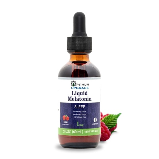 [BRSRAZQZO57AMHI2] OU Melatonin Liquid Sleep Aid 1mg | 2 fl oz (60 mL) | Berry Natural Flavor | Drug-Free, Vegetarian Supplement for Adults | Fall Asleep Faster, Stay Asleep Longer