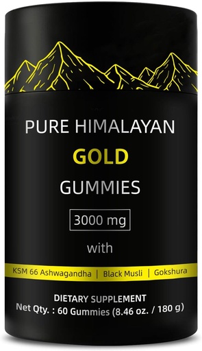 [BRSRAAAKPMFQ4AA3] Pure Himalayan Gold Gummies | Rich in Ashwagandha, Gokshura Fulvic Acid 85 Micronutrients for Men, Women | No Added Sugar | Non-GMO | Natural Organic 60 Gummies Per Box
