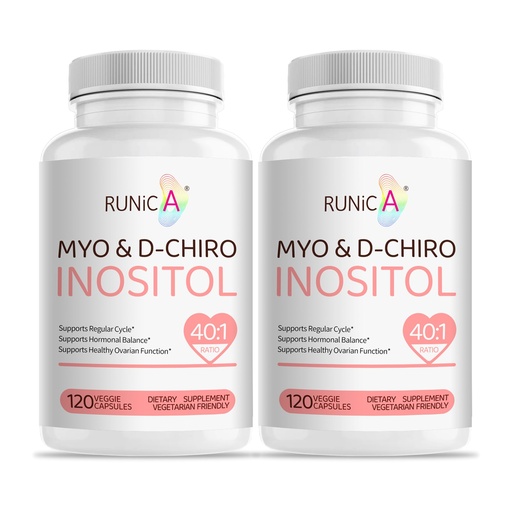 [BRSRAFABOEMAEELO] Myo-Inositol & D-Chiro Inositol (40:1 Ratio) - Supports Cycle Regularity & Ovarian Function - 240 Capsules, 60-Day Routine Bundle