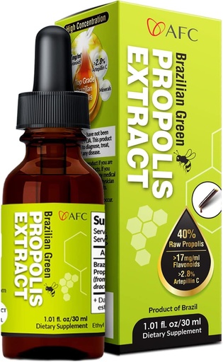 [BRSWYGD3PN5GMFI3] AFC Japan Brazilian Green Propolis Extract | Highest Artepilin C & Flavonoids for Antioxidant & Immune Support Pure Concentrated Liquid Extract Bee Propolis Tincture from Brazil (30ml/ 1Fl.Oz)
