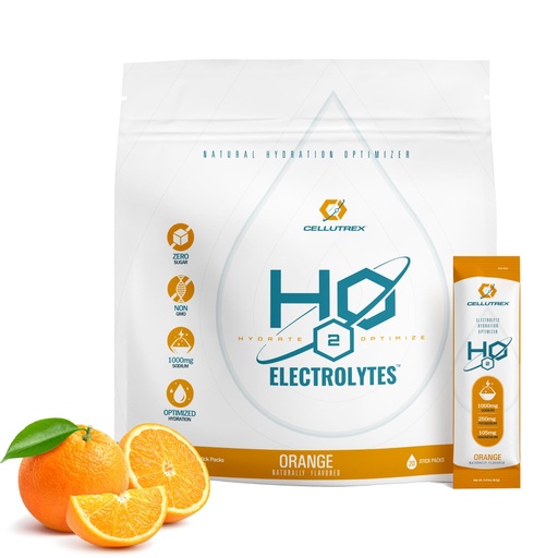 [BRSROFL3BEIBGH3B] Cellutrex® H2O Electrolytes – Electrolyte Powder Drink Mix, Zero Sugar, Natural Himalayan Salt Hydration Packets for Recovery and Wellness, FSA-HSA, Orange, 20 Sticks