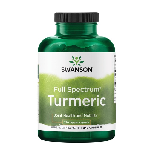 [BRSWIY36BQHQM3D4] Swanson Full Spectrum Turmeric Curcumin Joint, Liver, and Digestive Support Supplement for Active Adults - Non-GMO, Gluten-Free (240 Vegan Capsules)