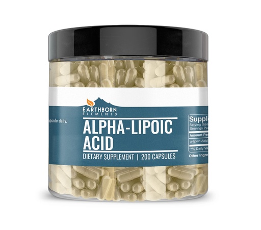 [BRSW2YANDEPGKETV] Earthborn Elements Alpha-Lipoic Acid 200 Capsules, Pure & Undiluted, No Additives
