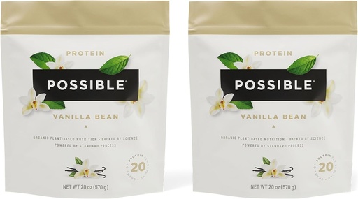 [BRSRMAAFB4BQACQ4] Protein Powder Vanilla Bean - 20g of Vegan, Plant-Based Protein Mix - Non-GMO, Non-Dairy, Gluten-Free - 3.5g of BCAAs - 9 Essential Amino Acids - 30-Day Supply - 2 Bag, 30 Servings
