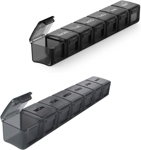 [BRSROGADBV5BGE35] 2 Pack Extra Large Pill Organizer, Sukuos Weekly Pill Case with Clear Lid, Arthritis Friendly Medicine Organizer for Pills/Vitamin/Fish Oil/Supplements, BPA Free, Easy to Clean
