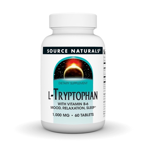[BRSWICYPOF4ACCDA] Source Naturals L-Tryptophan with Vitamin B-6 - Support Mood, Relaxation and Sleep - 1000mg - 60 Tablets