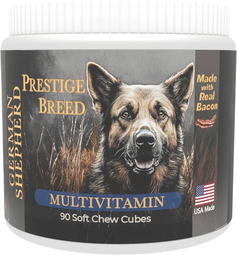 [BRSRAAT3OAIGE3TJ] Multivitamins, Balanced Nutrition for Your German Shepherd, 90 Count, Made in The USA with Real Bacon