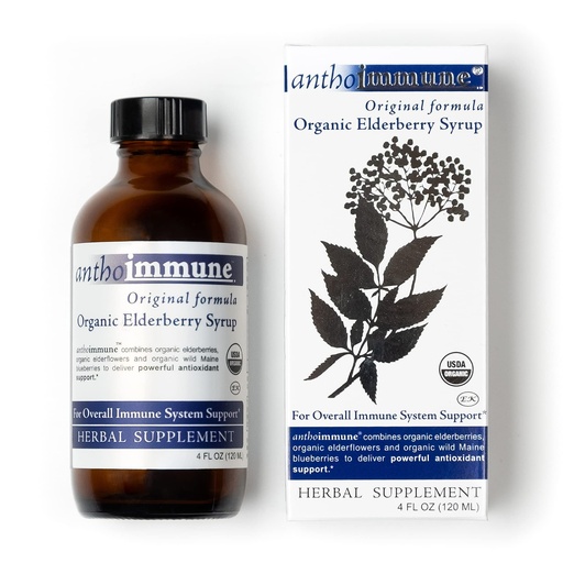 [BRSWIZ35AF5QMDTI] Organic Elderberry Syrup - Anthoimmune - Immune Support Supplement for Adults and Kids- USDA Organic, Ultra-Premium Black Elderberry Formula (4 oz) 24 Servings