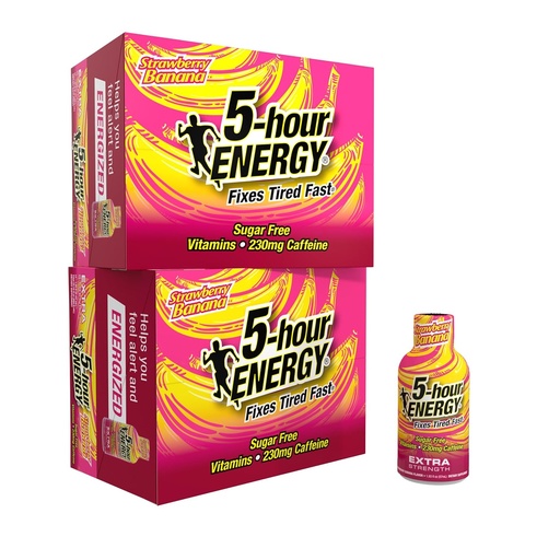 [BRSRMHADDJYB62DG] 5小时ENERGY Extra Power Energy Shot,草莓香蕉Flavor (1.93 oz, 24 count) 无糖和零卡路里,B-维生素和氨基酸,230mg Cafeated Energy Shot, 饮食补充
