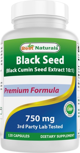 [BRSRAYADBB7AE3LG] Best Naturals Black Seed (Black Cumin Seed Extract 10:1) 750 mg Per Serving- 120 Capsules