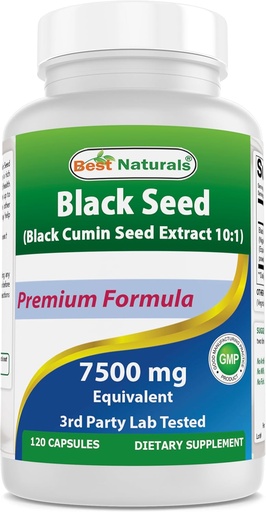[BRSRAYADBB7AE3LG] Best Naturals Black Seed (Extrato de Sementes de Cominho Negro 10:1) 750 mg por serviço- 120 cápsulas