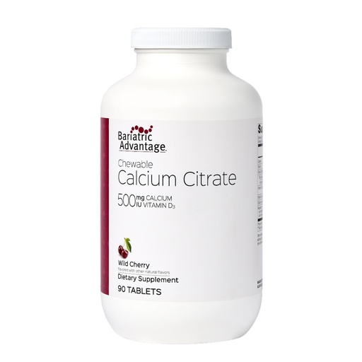 [BRSWKH32CADA2YLM] Bariatric Advantage Calcium Citrate Chewable 500 mg - for Bariatric Surgery Patients - High-Potency, Easy-Digest Tablets - Calcium Citrate - Bone Strength Supplements* - 90 Count - Wild Cherry