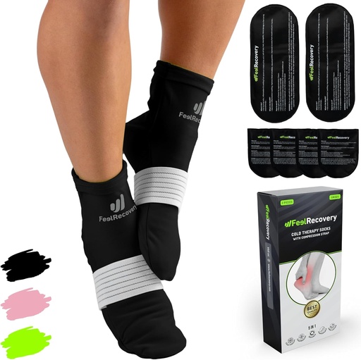 [BRSRMAINA4NGY2T5] Ice Pack Socks for Feet Coolers - Reusable Hot&Cold Therapy Socks w/Compression Straps - Cold Gel Pack for Neuropathy, Foot Pain, Plantar Fasciitis & Sprains (Black, L/XL)