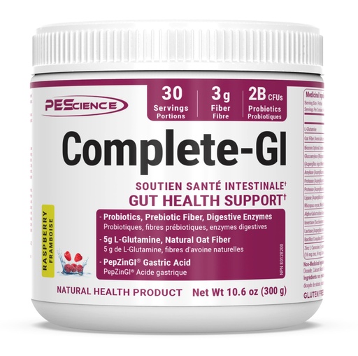 [BRSROEAHBMIWYFYV] PEScience Complete-GI Gut Health Powder, Probiotics for Women and Men, Digestive Enzymes, Prebiotic Fiber, L Glutamine, Pepzin GI Zinc Carnosine - Raspberry Flavor, 30 Servings