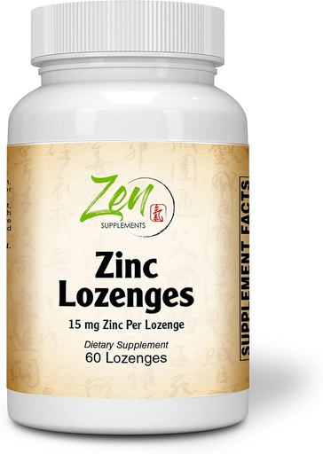 [BRSWY2YHPIIAYAIY] Zen Supplements - Zinc Lozenges 15 Mg Immune Support Antioxidant Supplement & Great Tasting Zinc 60-Lozenge