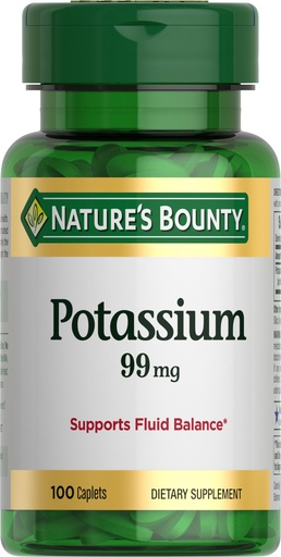 [BRSWIZDYAQCRC3D2] Nature's Bounty Potassium 99mg, Supports Fluid Balance and Muscle Activity, Involved in Normal Heart Function, Potassium Gluconate Dietary Supplement, Gluten Free, 1 Per Day, 100 Vegetarian Caplets