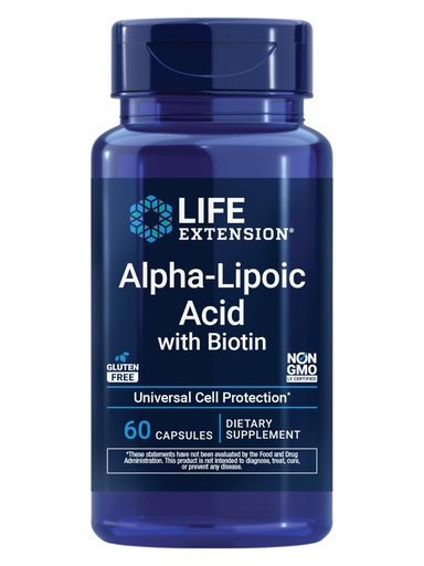 [BRSWIYQTPMIRUGD4] Life Extension Alpha-Lipoic Acid with Biotin, for Cell Protection, Universal antioxidant for Liver & Nerve Health, Gluten-Free, Non-GMO, 60 Capsules