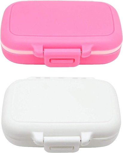 [BRSWGGIKC4CAIA3A] Majhne tablete Supplement Case za žep ali torbice - 3 Odstranljivi deli Travel Medication Carry Case - Dnevni Vitamin Organizator Box (Pink+White)