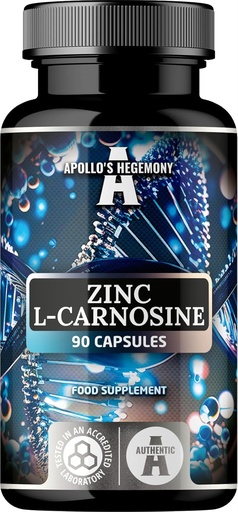 [BRSROZAPBYBR6D3K] Zinc L-Carnosine 37.5mg per Capsule, 90 Vegan Capsules, 3 Months Supply, Zinc Supplement and Amino Acid Beta-Alanine, by Apollo's Hegemony.