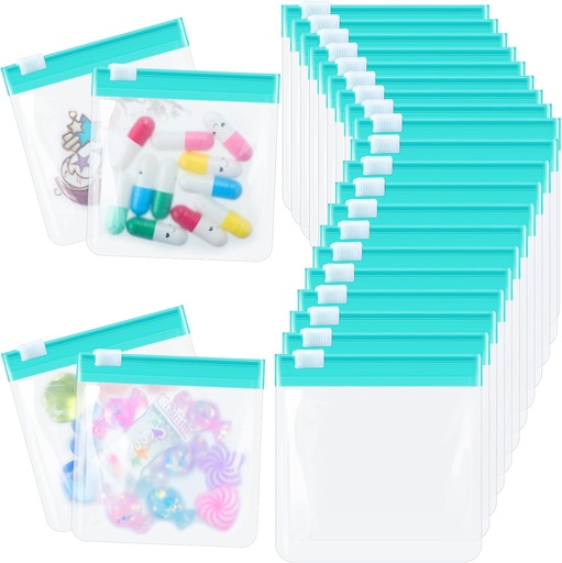 [BRSRMYDRDMDR6ADP] 24 Pieces Pill Pouch Bags Zippered Pill Pouch Set Reusable Translucent Medicine Organizer Self Sealing Medicine Bag Travel Plastic Pill Bag con Slide Lock Pill Baggies for Pills Storage (Turquoise)