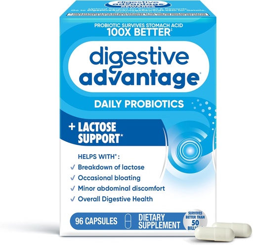 [BRSWGZYOOUIRSC3X] Digestive Advantage Lactose Defense Capsules (96 A Box Count), Down Lactose Breaks kömək və Digestive Upset müdafiə, Supports Digestive və Immune Health,FU Csss