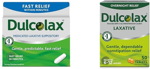 [BRSROBQEBMAQMHLG] Dulcolax Fast Relief Medicated Laxative Suppositories Fast Relief, Rectal Use Only, Bisacodyl, 10 mg " Overnight Relief Laxative for Gentle Constipation Relief, Bisacodyl 5 mg Tablets, 50 count