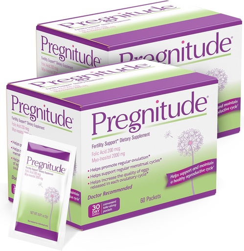 [BRSWGZDYDJ7ROAAZ] Pregnitude Reproductive Fertility Support - Helps Promote Regular Ovulation - Menstrual Cycles, and Increase Quality of Eggs - 60 Day Supply 120 Packets