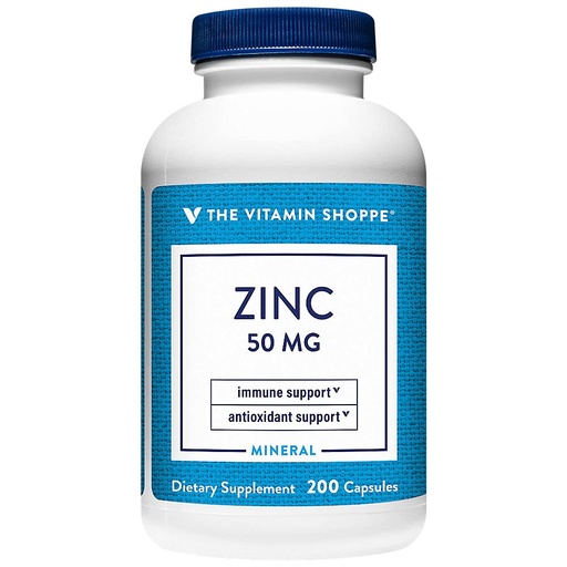 [BRSW2FI3CMPBED3D] The Vitamin Shoppe Brand Zinc 50mg Capsules, Zinc Supplement for Immune Support and Antioxidant Support, Dairy, Nut, Soy and Gluten Free, Non GMO, 200 Capsules