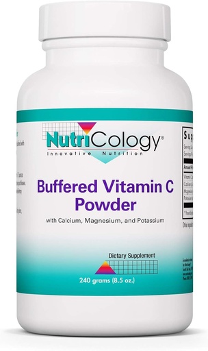 [BRSWIED6CV5REEA3] Nutricología Buffered Vitamina C Powder - Calcio, Magnesio, Potasio, Ácido ascórbico, Tolerancia intestinal, Alta pureza, Alta Dosis, Carbonato de calcio - 8,5 Oz