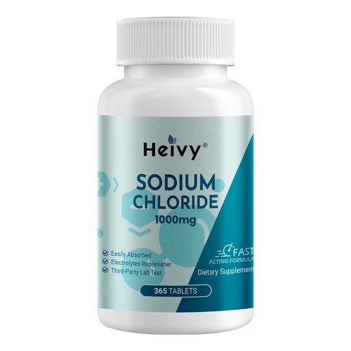 [BRSRAHYZBF7AM3LA] Heivy Sodium Chloride Tablets 1000mg - Pure Salt Tablets, 365 Tablets, Sodium Chloride, Non-GMO - Electrolyte Balance and Hydration Support, Electrolytes Replenisher Hydration Drink