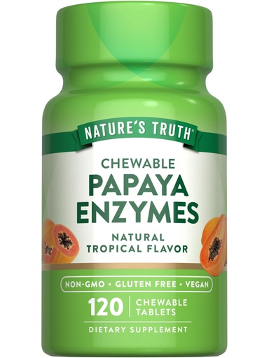 [BRSWEBI6CMMR4HQY] Nature's Truth Papaya Enzyme Chewable Tablets | 120 Count | Vegan, Non-GMO & Gluten Free Supplement for Digestion | Natural Tropical Flavor