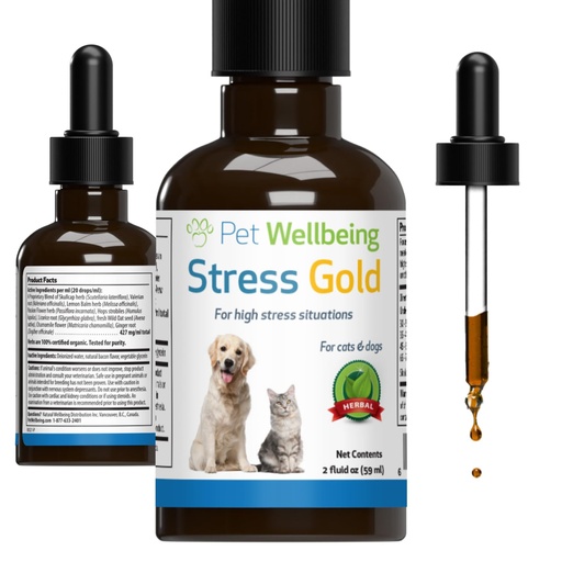 [BRSWKHY4AYHRUDDP] Pet Wellbeing Stress Gold for Cats - Vet-Formulated Situational Feline Stress Support - Fast-Acting Vet Visits, Travel, Grooming - Cat-Safe Holistic Herbal Blend - Liquid Support 2 oz (59ml)