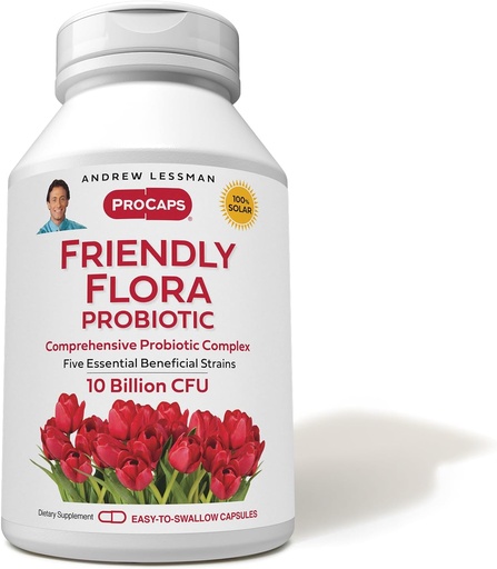 [BRSWKZQ3A4MBQFTU] ANDREW LESSMAN Friendly Flora Probiotic 90 Capsules - 10 Billion CFU, Full Blend of Five Probiotic Strains, Powerful Immune and Digestive Support. Probióticos para Mujeres o Hombres
