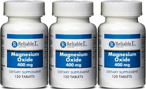 [BRSWECQZDMPRSAL4] Óxido de magnésio 400 mg Suplemento dietético Comprimidos MegOx 120 comprimidos genéricos por frasco Embalagem de 3