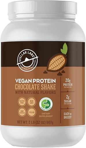[BRSWGYY2OICB6C36] Stellar Labs Vegan Protein Toz BCAA's & Antioksis | Sertifikalı Low FSUNAP, GMO, Gluten Free, Soy Free, Low Carb, Stevia | Lean Plant Based Protein Toz Shakes | Chocolate