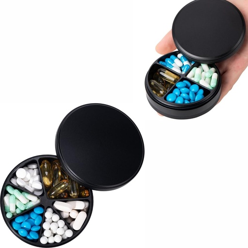 [BRSRAA3ROUPAG2T3] 6 Karşılaştırmalı Pill Organizer & 4 Karşılaştırma Pill Box - Su Metal Pill Organizer, Alüminyum Alloy Round Daily Medicine Konteyner, Tıp, Tamam, Fish Oil Oil