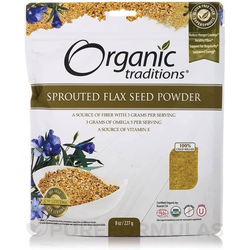 [BRSW2GATBF7WACIY] Sprouted Flax Golden Organic Traditions 8 oz Bag