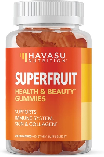 [BRSW2FQBC4PAM3DF] Vegan Superfruit Gummy Beauty Vitamins with Collagen Enhancing Ingredients for Hair Skin and Nails Growth - Perfect Vegetable Gummies Alternative for Collagen Pills