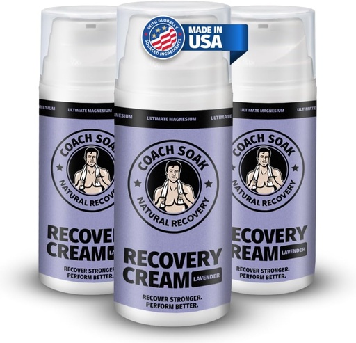 [BRSROGI7C4IRGEYY] Coach Soak Topical Magnesium Lotion with MSM - Natural Recovery Cream with Magnesium Chloride, Vitamin C & Menthol, Rapid Absorption & Relaxation for Sore Muscles, Lavender (3 Pack, Total 10oz)