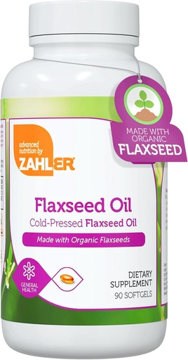 [BRSWIEY3DJ4BKCDO] Zahler Organic Flaxseed Oil - 1000mg Softgels - Organic Omega 3 ALA Supplement - Kosher Non-GMO Gluten Free Vegetarian-Friendly Flaxseed (90 Count)