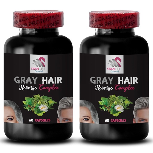 [BRSRAFIHAVYBOHTA] Hair restoration - GRAY HAIR REVERSE - Hair brilliance, Restore vibrancy, Hair care solution, Renew hair color, Color restoration, Hair tone, Age-defying hair, Vibrant hair color 2 Bottles 120 Caps