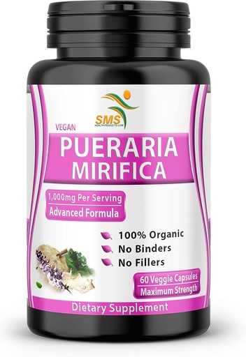 [BRSW2GQZAB6QGYI3] Pure Pueraria Mirifica Suplemento 500mg Extracto de raíz Powder importado de Tailandia - promueve la salud de las mujeres, hierba natural orgánica, 60 cápsulas vegetales