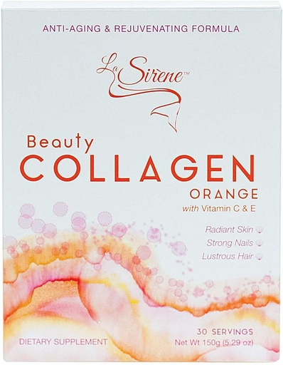 [BRSWGEDQCEMWEEI4] Orange Beauty Collagen (Marine), Type 1 - with Vitamin C, E, CoQ10 and Pre-Biotic's - Premium Anti-Aging supplement Powder for Skin, Hair " Nails - Made in Japan