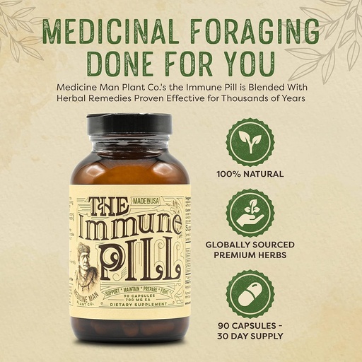 [BRSWY233CUMAKHL5] The Immune Pill 90 Capsules - Immune System Support w/Vitamin C, Elderberry Fruit, Prunella Vulgaris, Echinea & Cordyceps Mushroom Capsules - Immune System Booster/Immune Boosters for Adults & Kids