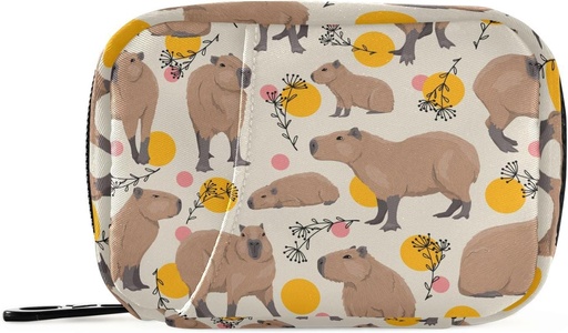 [BRSROCABBAGWCF34] Pill Box Capybara 7 Dag Pill sag Rejse Pill Organizer Bag med lynlås Portable ugentlige Vitamin Medicin Supplement Holder Pouch Bag