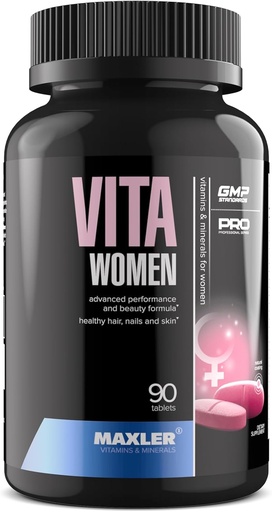 [BRSWIAIRAAPR6G3M] Maxler VitaWomen Premium Multivitamin dla kobiet - Suplementy dla kobiet - Skóra włosa i paznokcie Witaminy A B C D E K, Omega-3, Biotyna, Przeciwutleniacze, Enzymy - 90 Tabletki